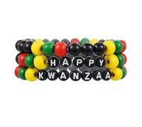 QLUYCKW Juneteenth African Beaded Bracelet for Women Colorful Happy kwanzaa African Proud Stackable Wood Beaded Bracelet Black History Month Accessory Jewelry, M, Wood, no gemstone