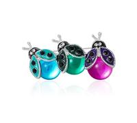 QLUYCKW Ladybug Brooch Lapel Pins Cute Cartoon Animal Ladybug Brooch Dainty Fashion Crystal Blue Green Purple Enamel Ladybird Insect Brooches Dress Accessories Theme Party Jewelry, M, Alloy Steel