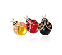 QLUYCKW Ladybug Brooch Lapel Pins Cute Cartoon Animal Ladybug Brooch Dainty Fashion Crystal Blue Green Purple Enamel Ladybird Insect Brooches Dress Accessories Theme Party Jewelry, M, Alloy Steel