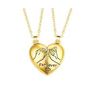 QLUYCKW Matching Necklaces for Couples Personalized Stainless Steel Customized Love Heart Forever Pendant Necklaces Valentine's Day Jewelry for Best Friends Women Men, M, Zinc, No Gemstone