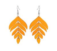 QLUYCKW Natural Wooden Leaf Earrings Boho Vintage Handmade Hollow Palm Leaves Plant Statement Dangle Earrings Summer Tropical Jewelry for Women Ladies, Wood, No Gemstone