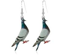 QLUYCKW Novelty Parrot Bird Dangle Drop Earrings for Women Acrylic Creative Cool Eagle Hummingbird Owl Dove Earrings Cute Animal Summer Jewelry Gifts for Environmental Caregivers (Pigeon)