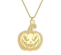 QLUYCKW Pumpkin Pendant Necklace Stainless Steel Pumpkin Ghost Hammered Coin Delicate Chain Minimalist Simple Non Tarnish Adjustable Halloween Jewelry Friend's Women Men Gift, M, Alloy Steel, No