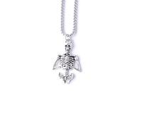QLUYCKW Punk Skeleton Skull Necklace Silver Gothic Captivity Skulls Pendent Necklace Biker Rock Jewelry Gift for Men Women, M, Zinc, No Gemstone