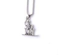 QLUYCKW Punk Skeleton Skull Necklace Silver Gothic Captivity Skulls Pendent Necklace Biker Rock Jewelry Gift for Men Women, M, Zinc, No Gemstone