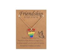 QLUYCKW Rainbow Necklace LGBT Pride “Love Is Love” Rainbow Heart Pendant Necklace Bi Gay Trans Lesbian Jewelry Birthday Gift for Girlfriend Daughter, Zinc, No Gemstone