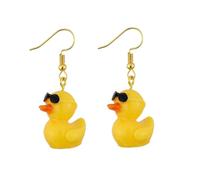 QLUYCKW Rubber Duck Earrings Cool Weird Creative Cute Yellow Duck Dangle Drop Earrings Funny Unique Personalized Animal Resin Jewelry Gift for Women, Resin, No Gemstone