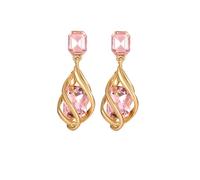 QLUYCKW Square Crystal Stud Earrings for Women Spiral Twist Gold Alloy Fancy Big Rectangle Crystal Statement Earrings Infinity Love Prom Pageant Jewelry Birthday Gift for Women