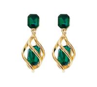QLUYCKW Square Crystal Stud Earrings for Women Spiral Twist Gold Alloy Fancy Big Rectangle Crystal Statement Earrings Infinity Love Prom Pageant Jewelry Birthday Gifts for Women