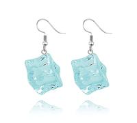 QLUYCKW Summer Creative Ice Cube Earrings for Women Colorful Bohemian Style Irregular Geometric Ice Cube Crystal Clear Quartz Drop Earrings Exaggerated Fun Personality Refreshing Birthday Jewelry