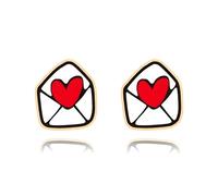 QLUYCKW Sweet Valentine's Day Earrings Cute Tiny Handmade Wooden Love Heart Flower Envelope Lightweight Stud Earrings Cup Bear BE MINE Earrings Wedding Birthday Jewelry for Women, S, Wood, No Gemstone