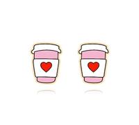 QLUYCKW Sweet Valentine's Day Earrings Cute Tiny Handmade Wooden Love Heart Flower Envelope Lightweight Stud Earrings Cup Bear BE MINE Earrings Wedding Birthday Jewelry for Women, S, Wood, No Gemstone
