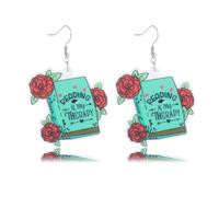 QLUYCKW Teacher Earrings for Women Funny Flower Book Lightweiht Colorful Back to School Earrings Teachers Appreciation Day Jewelry, M, Alloy Steel, No Gemstone