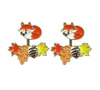 QLUYCKW Thanksgiving Cartoon Earrings Handmade Alloy Cute Sunflower Pumpkin Maple Leaf Fox Rugby Autumn Lightweight Punctured Stud Earrings for Women Fall Motion Enamel Holiday Jewelry, M, Alloy Steel