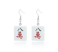 QLUYCKW The Chinese Mahjong Earrings Handmade Simulation Mini Unique Good Luck Mahjong Dangle Earring for Women Men Jewelry Gifts, Resin, No Gemstone