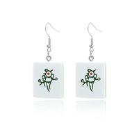 QLUYCKW The Chinese Mahjong Earrings Handmade Simulation Mini Unique Good Luck Mahjong Dangle Earring for Women Men Jewelry Gifts, Resin, No Gemstone
