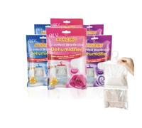 QLV Wardrobe Dehumidifier Hanging Bags - 6 Pack Scented Disposable Dehumidifier Bags for Wardrobe, Home, Bedroom, Caravan, Cupboard, Bathroom - Fast-Acting, Long-Lasting Damp & Moisture Absorber