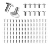 Qlvily 3/16" Diameter X 1/2" Length Solid Aluminum Brazier Head Rivets, Pack of 100