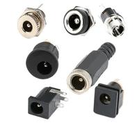 QLWAHK 10Pcs DC 2.1 2.5 5.5x2.1mm 3.5x1.3mm Connectors Power Plug Male Female Jack Socket Nut Panel Mount Adapter Connector(Type J 5Pair)