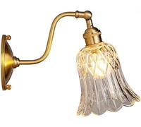 QLXHL Wall Light Brass Sconces Wall Lighting Nordic Wall Lights Glass Shade E27 Base Bedside Vintage Modern Wall Lamps for Bedroom Living Room Hallway Study Doorway Reading Lamp, Transparent
