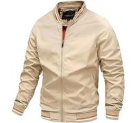 QLXYYFC Blouson Jacket Men's Spring Summer Transition Jacket Light Leisure Jacket Light Flight Jacket Autumn Jacket Outdoor Hiking Jacket Baseball Blouson With Zip Pockets Autumn Jacket (Color : Beig