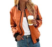 QLXYYFC Bomber Jacket Ladies Light Bomber Jacket Light Flight Jacket Blouson Zipper Pilot Jacket Short Jacket Ladies Jacket (Color : Orange, Size : S)