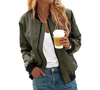 QLXYYFC Bomber Jacket Ladies Light Bomber Jacket Light Flight Jacket Blouson Zipper Pilot Jacket Short Jacket Ladies Jacket (Color : Green, Size : S)