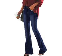 QLXYYFC Bootcut Jeans Women's Jeans High Waist Bootcut Stretch Jeans Flared Trousers Wide Leg Jeans S-XXL (Color : Dark Blue, Size : S)