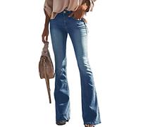 QLXYYFC Bootcut Jeans Women's Jeans High Waist Bootcut Stretch Jeans Flared Trousers Wide Leg Jeans S-XXL (Color : Blue, Size : XL)