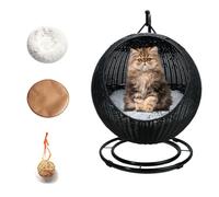 QLXYYFC Cat Swing Bed,Cat Hammock, Washable Hanging Cat Bed Hammock Cat Swing for Indoor Cats,for Sleeping, Playing, Climbing, and Lounging (Color : Black, Size : 43cm X 66cm)