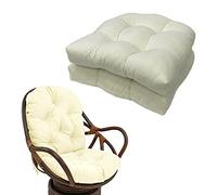 QLXYYFC Chair Cushion Memory Foam Pads Tufted Slip Non Skid Soft Back U-Shaped 17" x 16" Seat Cover, Indoor Outdoor 2 Pack Wicker Chair Seat (Color : White, Size : 48x48cm)