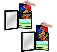 QLXYYFC Hinged Picture Frame for Children's Drawings, A4 Fillable Picture Frame, Children's Art Frame Front Opening, 25 x 34 cm Children's Picture Frame (Color : Black 2pc)