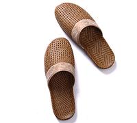 QLXYYFC Mens Tatami Linen Slipper, Straw Sandals in Summer, Home Wooden Floor Grass Rattan Slipper with Anti-Skid Rubber Sole for Indoor Outdoor Travel, Hotel (Color : Gris, Size : 11/12 UK)
