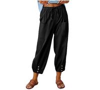 QLXYYFC Pants women's summer cargo pants 3/4 long pants outdoor pants with pockets (Color : Black, Size : 3XL)