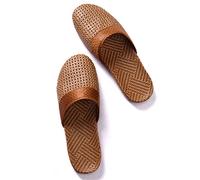 QLXYYFC Rattan Grass Woven Slippers, House Slippers for Men Women Indoor Mens Womens Summer Home Office Linen Sandals Shoes Floor Shoes Breathable Slippers Open Toe Sandals (Color : Brown, Size : 9/