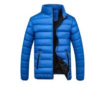 QLXYYFC Winter Jacket Men's Double Zip Pocket Puffer Jacket Lightweight Plain Quilted Jacket Insulated Men's Coat for Hiking Camping Travel (Color : Light blue, Size : 6X-Large)