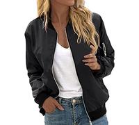 QLXYYFC Women's Bomber Jacket Ladies Light Bomber Jacket Light Flight Jacket Blouson Pilot Jacket Short Jacket Women's Jacket Autumn Spring College Jacket (Color : Black, Size : L)