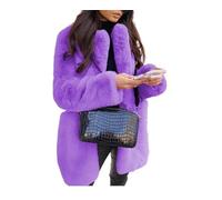 QLXYYFC Women's Lapel Collar Faux Fur Fuzzy Winter Warm Coat Jacket Overcoat with Pockets (Color : Purple, Size : M)