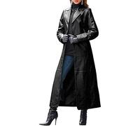 QLXYYFC Womens Oversized Jacket Long Sleeve Faux Leather Blazer Lapel Button Down Leather Autumn and Winter Coat (Color : Black, Size : 4XL)