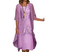 QLXYYFC Women's two-piece dress, lace dress, festive dress, two-piece wedding dress, elegant dress with jacket dress, bridesmaid dresses, cocktail dresses, evening dress (Color : Roze, Size : L)