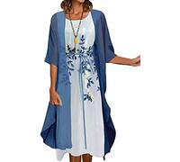 QLXYYFC Women's two-piece dress, lace dress, festive dress, two-piece wedding dress, elegant dress with jacket dress, bridesmaid dresses, cocktail dresses, evening dress (Color : Dark Blue, Size : M)