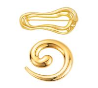QLYOVWE 2PCS Spiral Geometric Brooch Set for Women Men Gold Plated Chunky Minimalist Unique Lapel Pins Sweater Scarf Suit Clothes Accessories Christmas Festival Holiday Birthday Party Jewelry Gift
