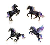 QLYOVWE 4 PCS Horse Brooch Pin for Men Women Running Mustang and Pegasus Enamel Lapel Pin Hat Jacket Backpack Accessory Western Charm Jewelry Gifts, Standard, Metal, no gemstone