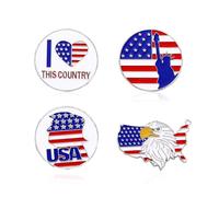 QLYOVWE 4th of July Enamel Brooches Set for Women Men 4 Piece Red White Blue Trump USA Eagle Liberty Patriotic Memorial Day Pins Gifts for Independence Day, Standard, Metal, no gemstone