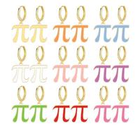 QLYOVWE 9 Pairs Pi Symbol Earrings Set for Women Pink Mathematical 3.14 Dangle Earrings Novelty Teacher Jewelry Gift for Math Geek Nerd, M, Acrylic, No Gemstone