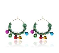 QLYOVWE Christmas Big Candy Hoop Earrings for Women Christmas Wreath Twist Earrings Cute Jingle Bell Tinkle Bell Light Bulbs Earrings Colorful Enamel Huggie Hoop Earrings Xmas Festival Holiday Jewelry