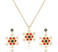 QLYOVWE Crystal SnowflakeJewelry Set for Women Winter Sparkle Rhinestone Snowflake Necklace Silver Plated Earrings Christmas Stocking Stuffer Gifts, Standard, Metal, Cubic Zirconia