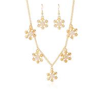 QLYOVWE Crystal SnowflakeJewelry Set for Women Winter Sparkle Rhinestone Snowflake Necklace Silver Plated Earrings Christmas Stocking Stuffer Gifts, Standard, Metal, Cubic Zirconia