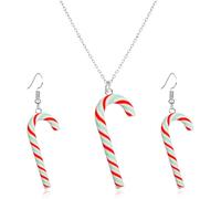 QLYOVWE Cute Rainbow Lollipop Earrings Necklace Set for Women Handmade Sweet Clay Candy Drop Earrings Funny Color Simulation Food Necklace Fashion Christmas Party Jewelry Gifts, Standard, Metal, No