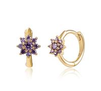 QLYOVWE Dainty Crystal Flower Earrings for Women Bling Sunflower Daisy Hoop Earrings Gold Huggie Stud Earrings Crystal Element Fashion Bridal Jewelry Gift, M, Metal, Rhinestone